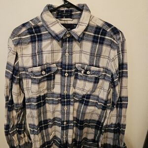 American Eagle Blue and White Plaid Shirt